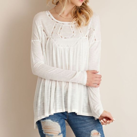 Lace henley top Clearance